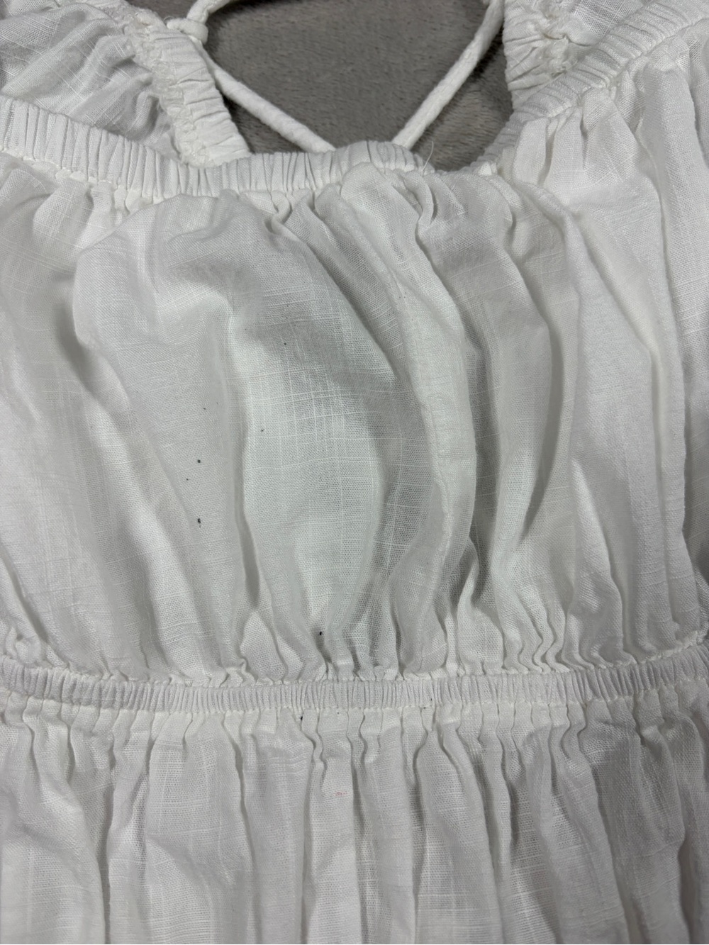 Free People White 100% Cotton Cropped Puff Sleeve Lace Up Blouse Top Size Large - Picture 6 of 16